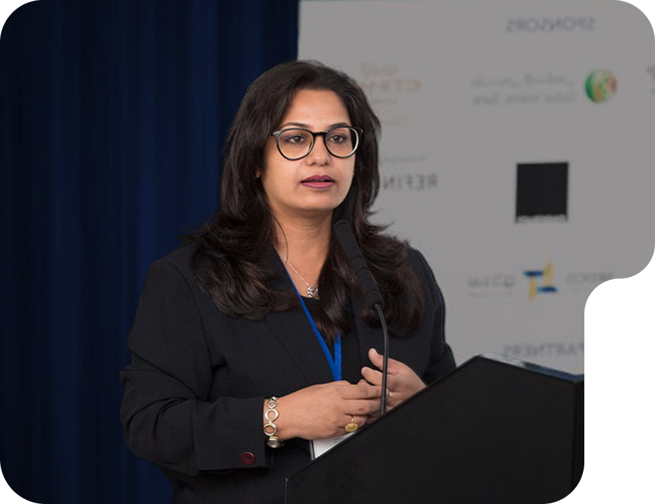 Woman speaking at a podium